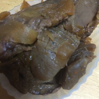 鶏肝と白ネギの甘辛煮(o^^o)